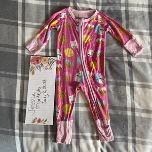 Little Sleepies pink Milk and Cookies zippy pajamas